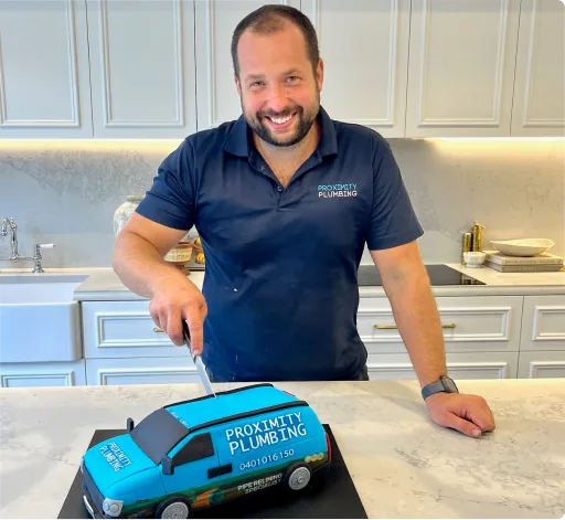 Celebrating a team milestone with a van-shaped cake